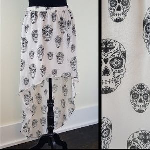 H&M Divided Skull Print High Low Skirt